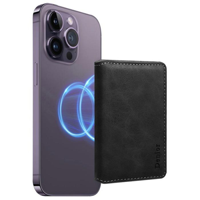 DENIOR - DENIOR V18 Kortfodral i äkta läder med RFID-skydd - Svart