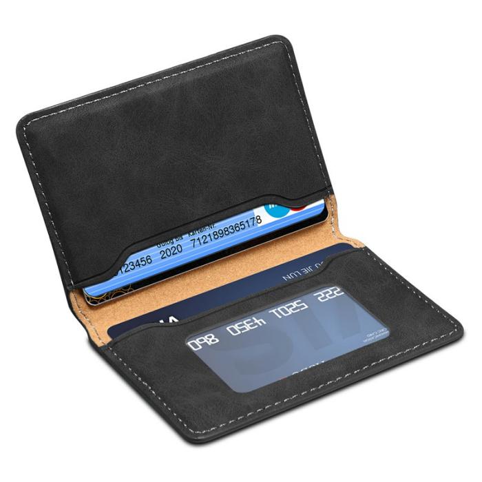 DENIOR - DENIOR V18 Kortfodral i äkta läder med RFID-skydd - Svart