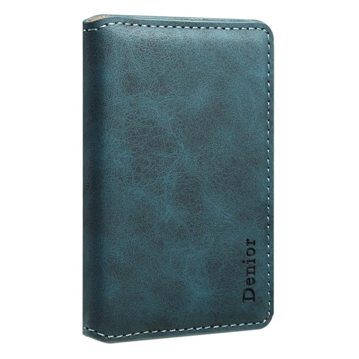 DENIOR - DENIOR V18 Kortfodral i äkta läder med RFID-skydd - Blå