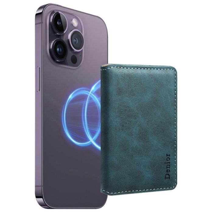 DENIOR - DENIOR V18 Kortfodral i äkta läder med RFID-skydd - Blå