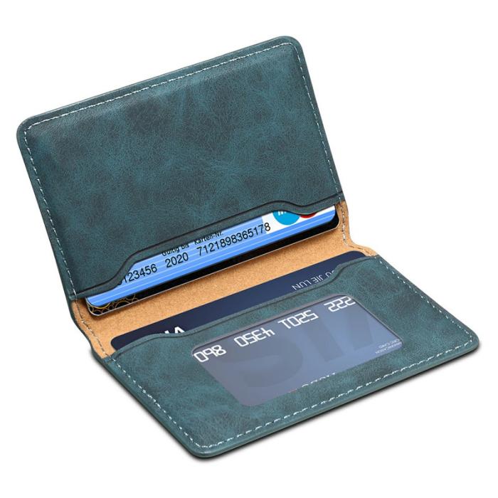 DENIOR - DENIOR V18 Kortfodral i äkta läder med RFID-skydd - Blå