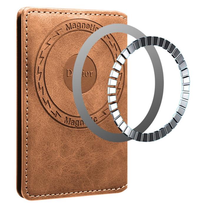 DENIOR - DENIOR V18 Kortfodral i äkta läder med MagSafe - Brun