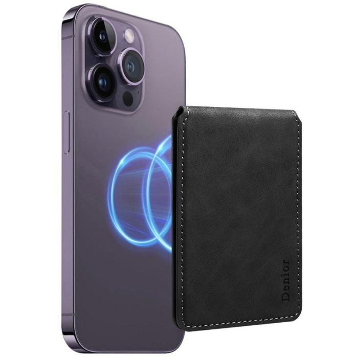 DENIOR - DENIOR V19 Magnetiskt Kortfodral Retro Textur Svart