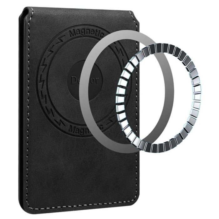 DENIOR - DENIOR V19 Magnetiskt Kortfodral Retro Textur Svart