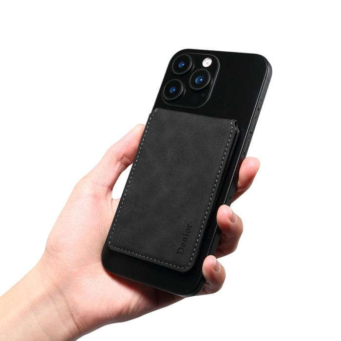 DENIOR - DENIOR V19 Magnetiskt Kortfodral Retro Textur Svart