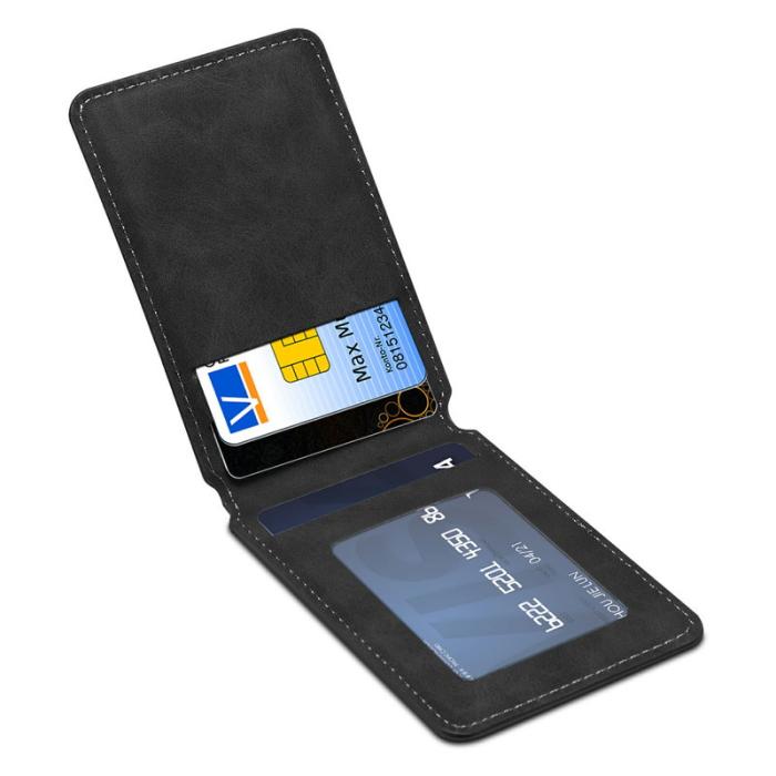 DENIOR - DENIOR V19 Magnetiskt Kortfodral Retro Textur Svart