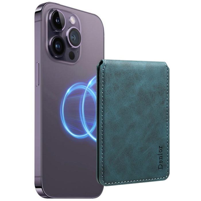 DENIOR - DENIOR V19 Magnetiskt kortfodral i retrotextur - Blå