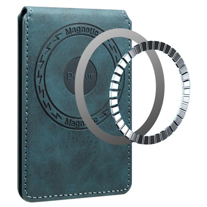 DENIOR - DENIOR V19 Magnetiskt kortfodral i retrotextur - Blå