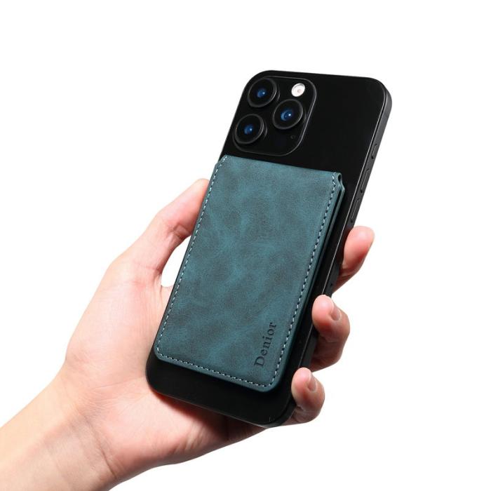 DENIOR - DENIOR V19 Magnetiskt kortfodral i retrotextur - Blå