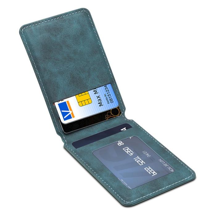 DENIOR - DENIOR V19 Magnetiskt kortfodral i retrotextur - Blå