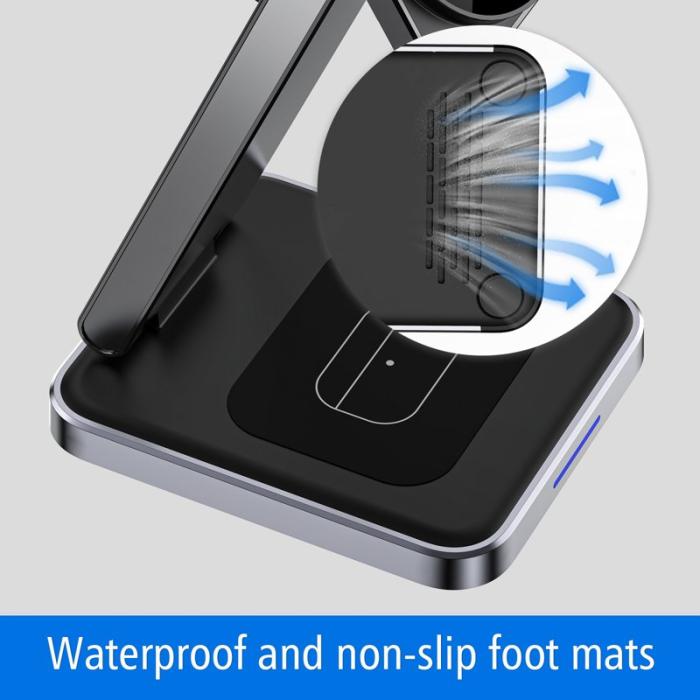 OEM - DH11 3-i-1 Fällbar Laddningsställ för Telefon, Klocka, Hörlurar, Zinklegering