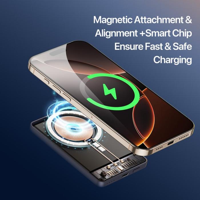 OEM - DUZZONA W24 5-i-1 Magnetisk Trådlös Laddningsstation för iPhone - Mörkblå