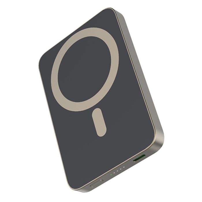 OEM - E61A Magnetisk trådlös laddare för iPhone 15/14/13/12, 5000mAh, grå