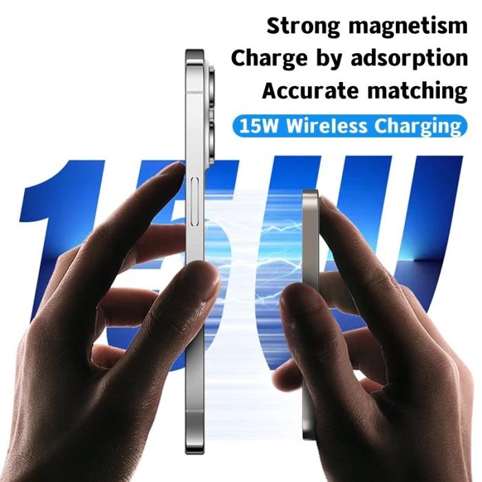 OEM - E61A Magnetisk trådlös laddare för iPhone 15/14/13/12, 5000mAh, grå