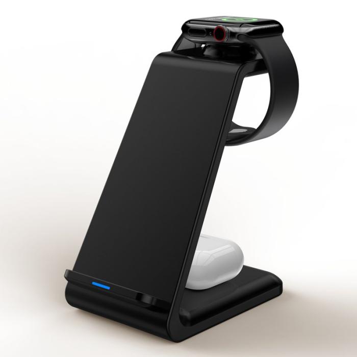 OEM - E8 3-i-1 15W Trådlös Laddare för Telefon, Klocka, Hörlurar - Svart