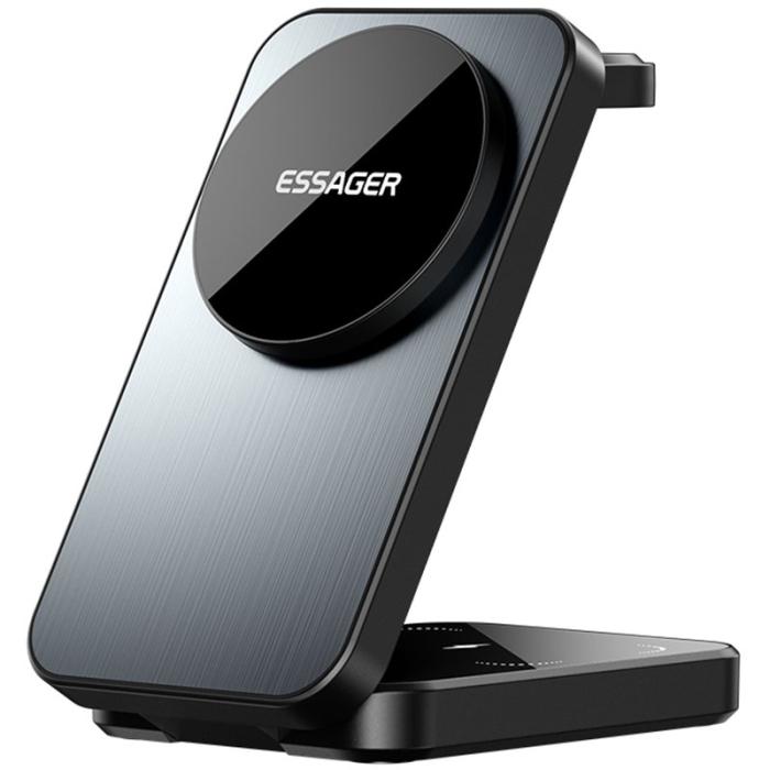 OEM - ESSAGER 15W Bordsladdare 3-i-1 Magnetisk för Telefon / Hörlurar / Smartklocka