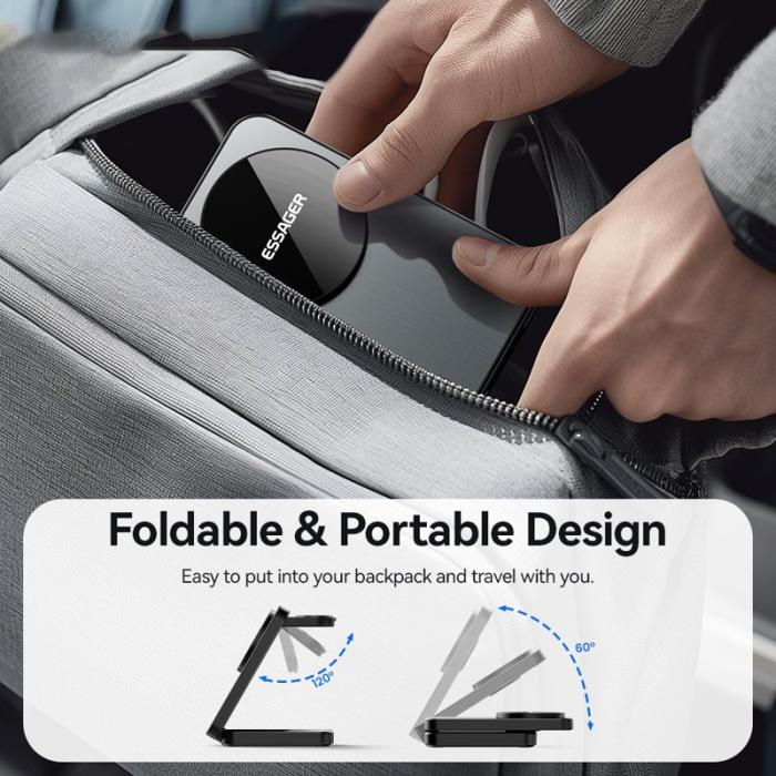 OEM - ESSAGER 15W Bordsladdare 3-i-1 Magnetisk för Telefon / Hörlurar / Smartklocka