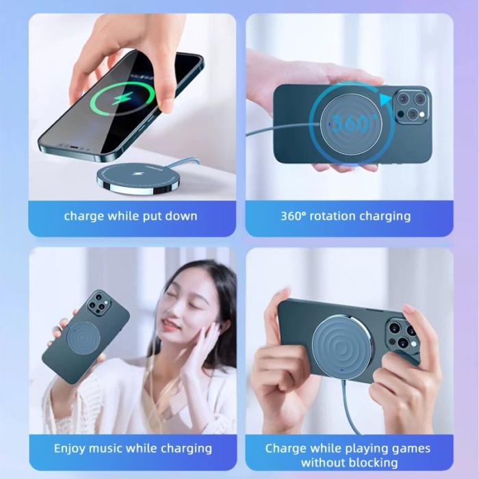 OEM - ESSAGER 15W Trådlös laddningsdocka Snabbladdare Magnetisk - Vit