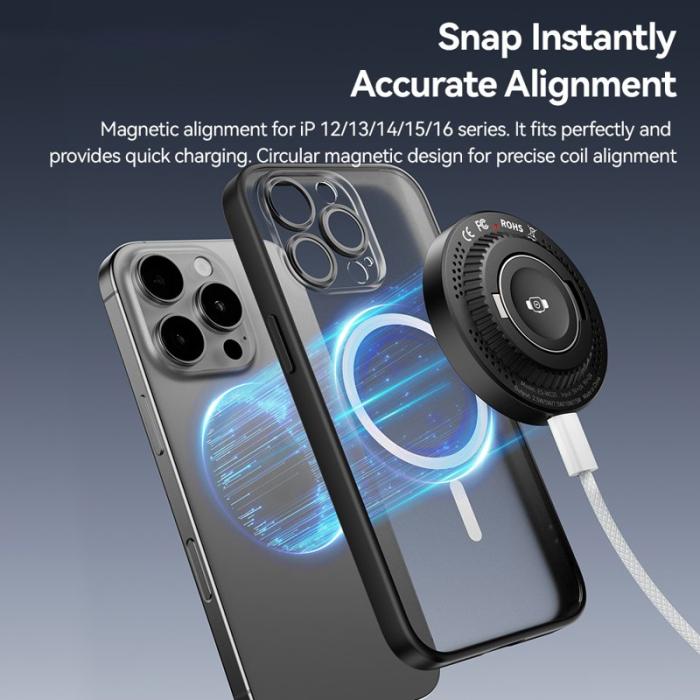 OEM - ESSAGER 2-i-1 Magnetisk Trådlös Laddare 15W Snabbladdning Slim Design