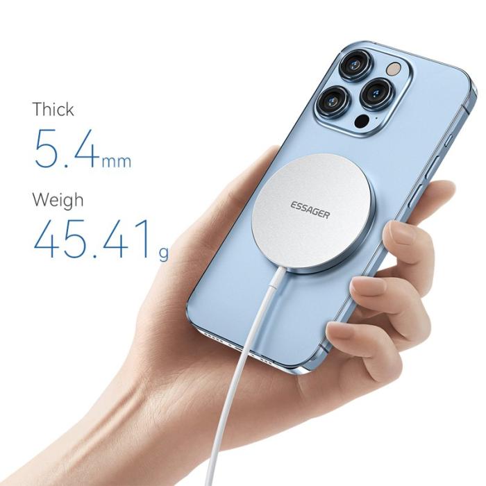 OEM - ESSAGER 3-i-1 15W magnetisk trådlös laddare för iPhone 12/13/14, AirPods
