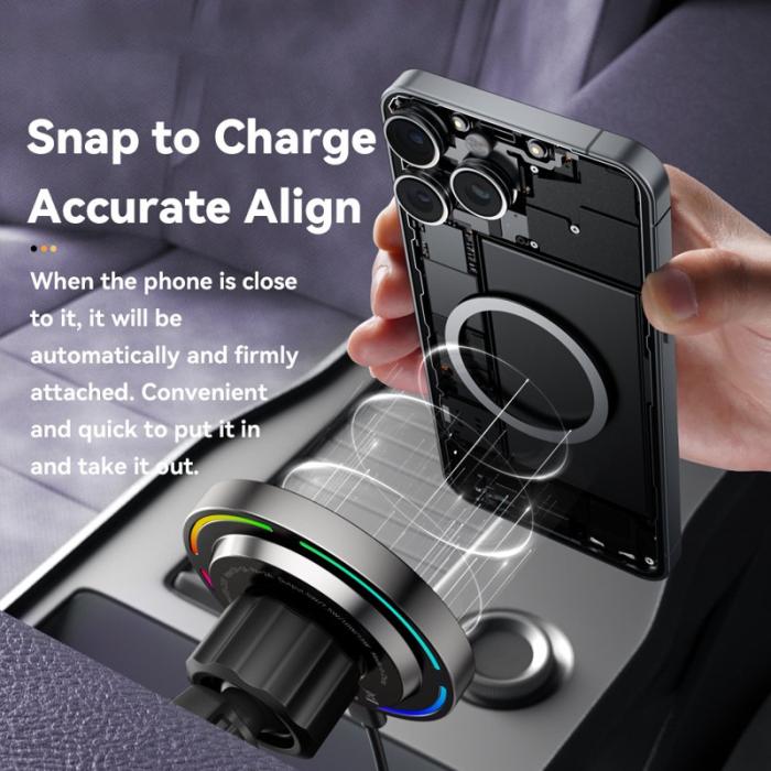 OEM - ESSAGER Bilventilationsmagnetisk trådlös laddare med RGB-belysning 15W