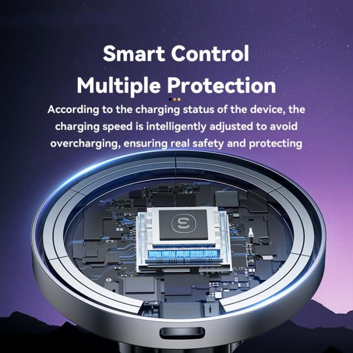 OEM - ESSAGER Bilventilationsmagnetisk trådlös laddare med RGB-belysning 15W