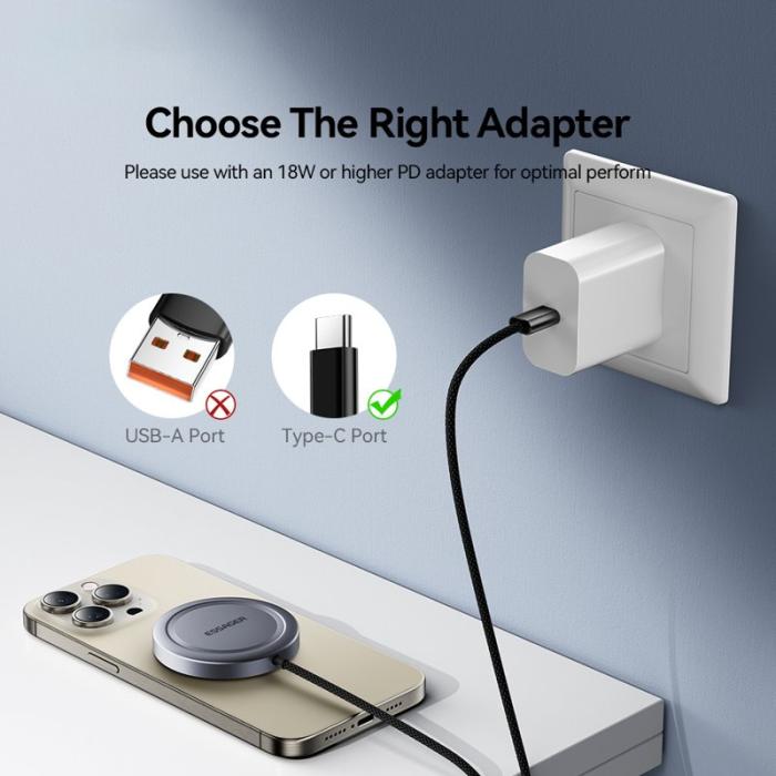 OEM - ESSAGER 15W Snabbladdare i aluminium + PC Magnetisk trådlös laddare - Silver