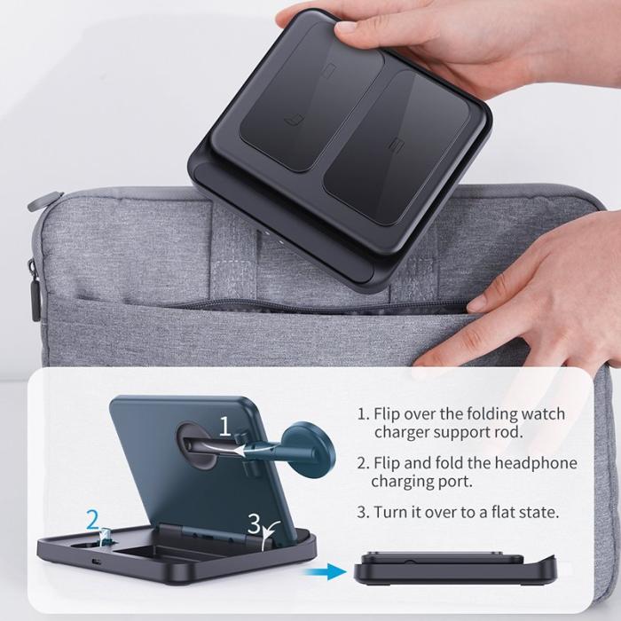 OEM - F16A för Samsung Watch, hopfällbar trådlös laddare, svart