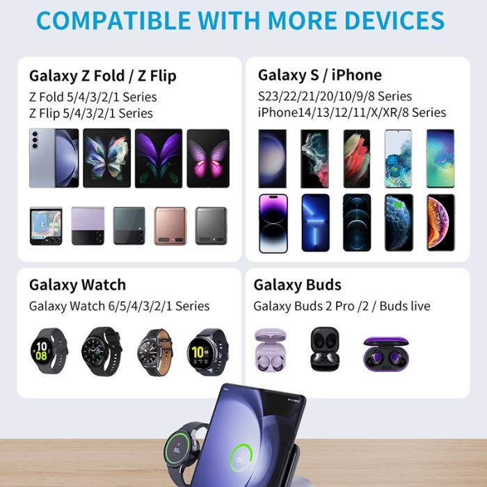 OEM - F16A för Samsung Watch, hopfällbar trådlös laddare, svart