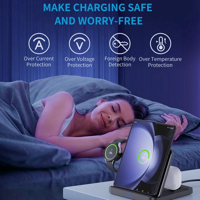 OEM - F16A för Samsung Watch, hopfällbar trådlös laddare, svart