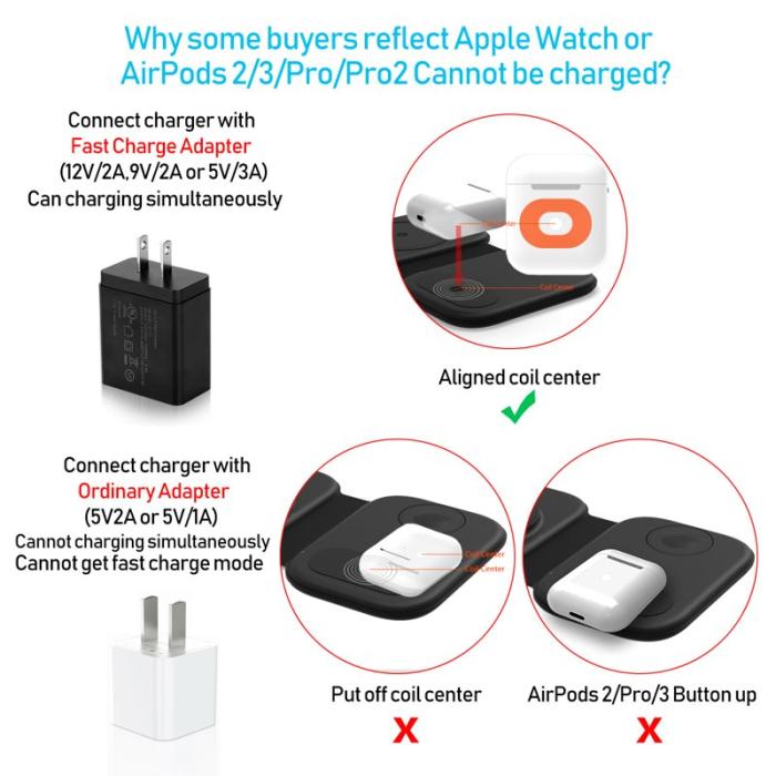 OEM - F20P Trådlös laddare 3-i-1 för iPhone, Apple Watch, AirPods - Vit