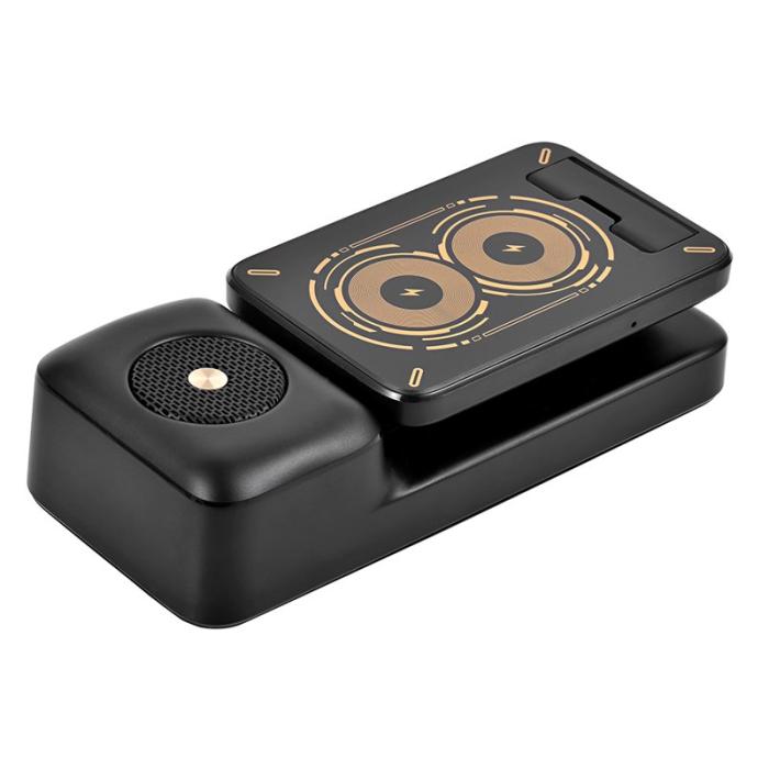 OEM - F21 Trådlös laddare 15W med Bluetooth-högtalare och ventilerad telefonhållare
