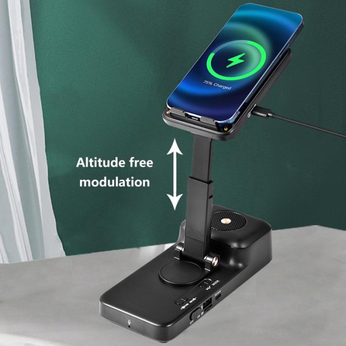 OEM - F21 Trådlös laddare 15W med Bluetooth-högtalare och ventilerad telefonhållare