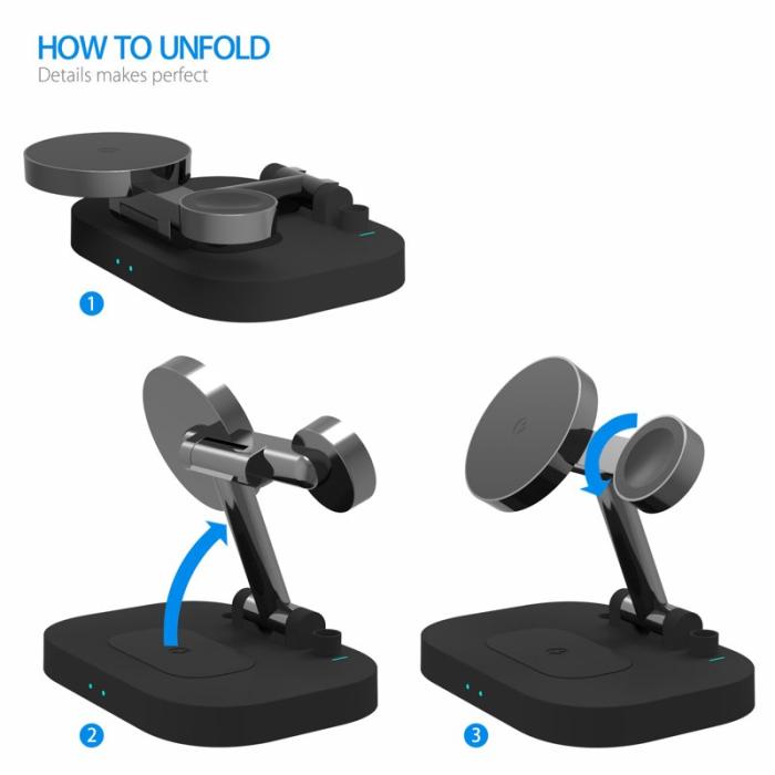 OEM - F22 15W 4-i-1 MagSafe trådlös laddare för iPhone, Apple Watch, AirPods Pro