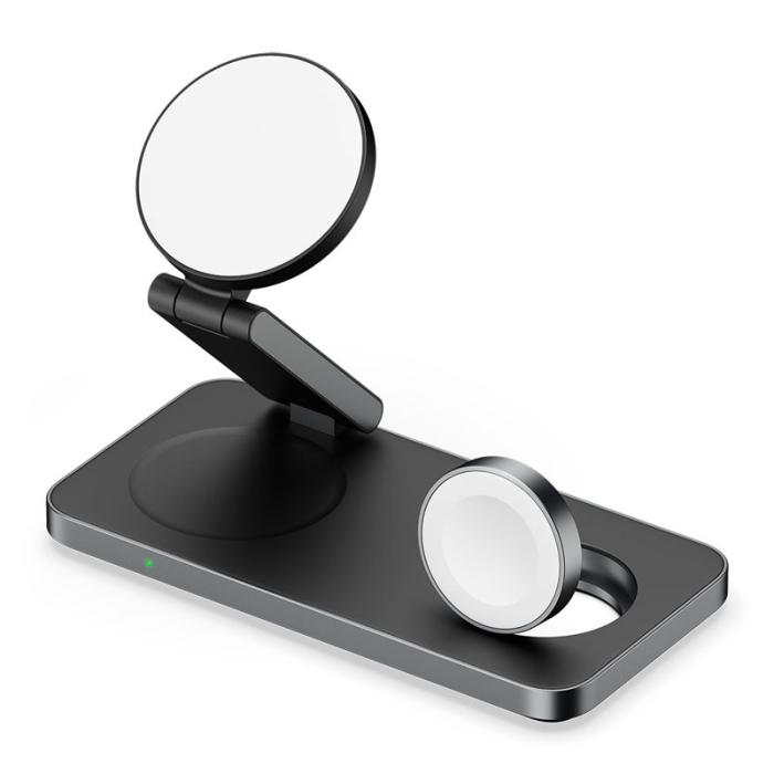 OEM - F8 3-i-1 Laddningsställ för iPhone/iWatch/AirPods, Fällbart, Magnetiskt