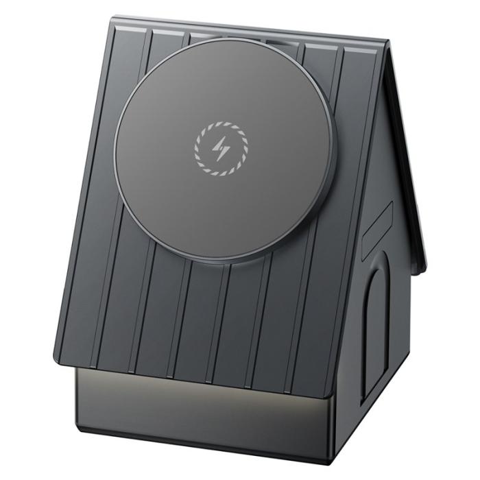 OEM - G68 3-i-1 Trådlös Laddare för Klocka/Telefon/Öronproppar 15W - Mörkgrå