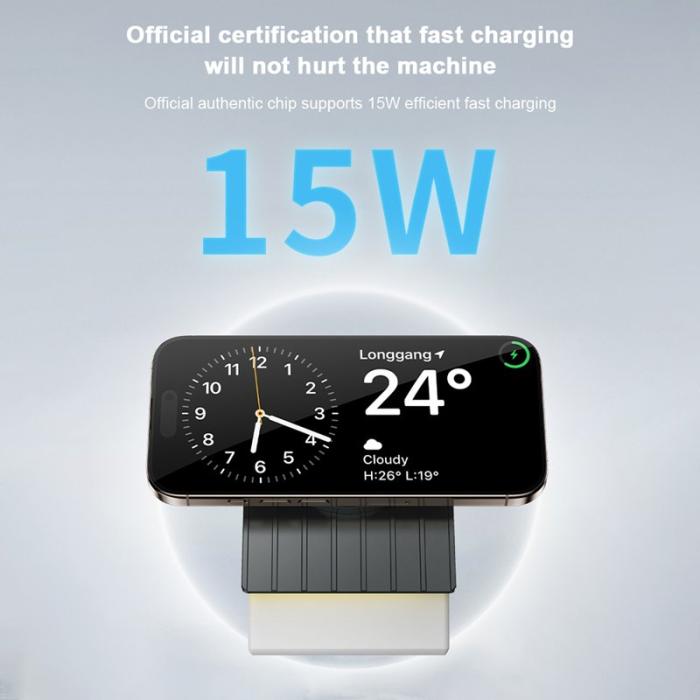 OEM - G68 3-i-1 Trådlös Laddare för Klocka/Telefon/Öronproppar 15W - Mörkgrå