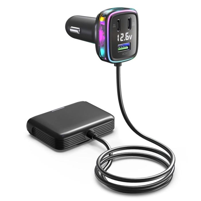 OEM - GC05 Kabel Cigarette Lighter Splitter Billaddare med flera Type-C USB-utgångar