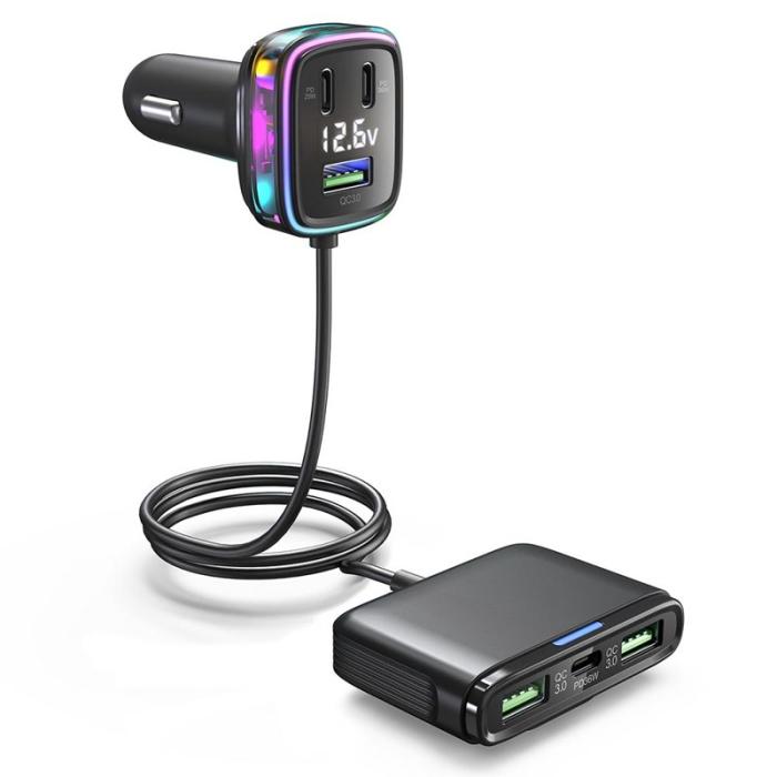 OEM - GC05 Kabel Cigarette Lighter Splitter Billaddare med flera Type-C USB-utgångar