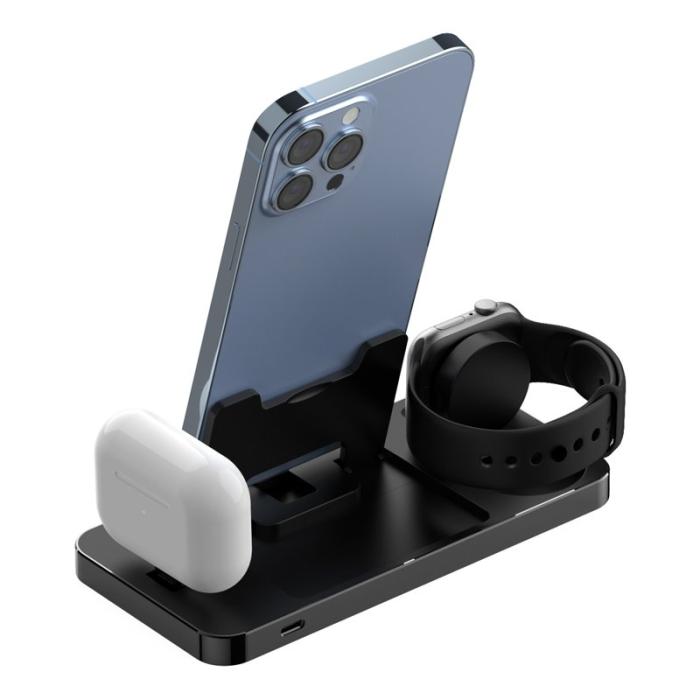 OEM - GY-Z17 3-i-1 Skrivbordsladdare 15W Trådlös för Apple Watch, AirPods, iPhone