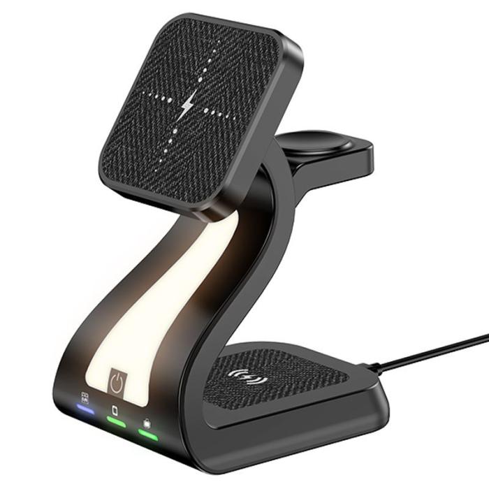 OEM - H20 Magnetisk Trådlös Laddare Multifunktionell Telefonställning - Svart