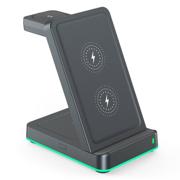 OEM - H24 Multifunktionell 15W Trådlös Telefonladdare för Klocka och Hörlurar