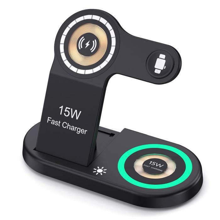 OEM - H50 Fällbar Magnetisk Trådlös Laddare för iPhone 12-15, iWatch, AirPods