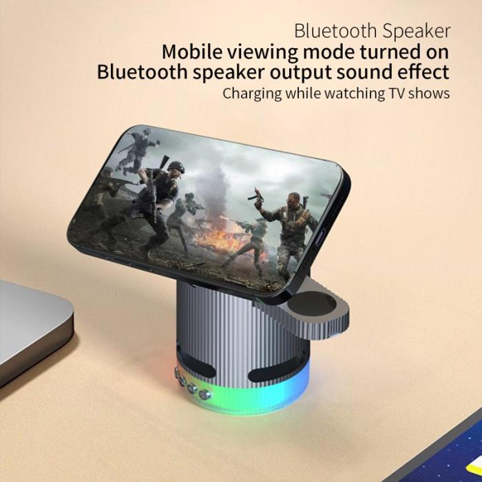 OEM - H61 4-i-1 RGB Bluetooth-högtalare Fällbar Trådlös Laddare - Svart