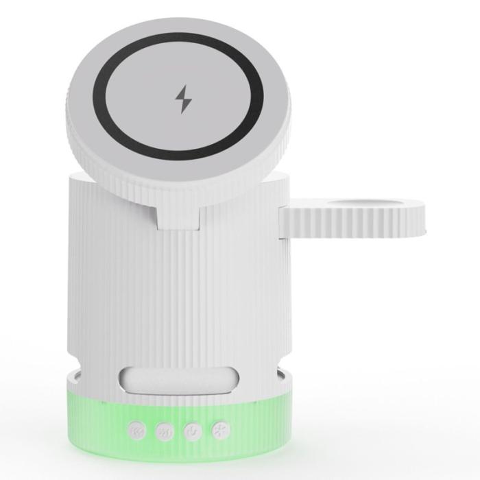 OEM - H61 4 i 1 RGB Bluetooth-högtalare Fällbar Trådlös Laddare - Vit