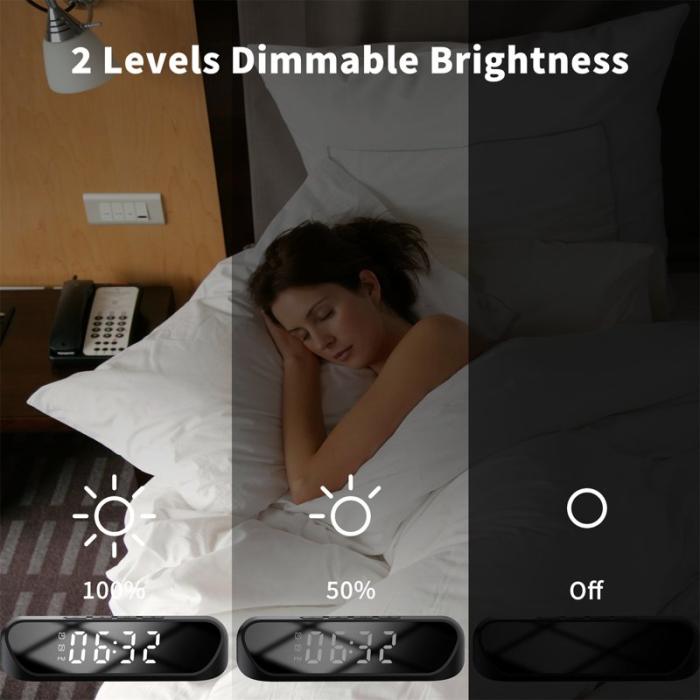 OEM - HT-331 2-i-1 15W Trådlös Laddare med Dimmbar Väckarklocka - Svart