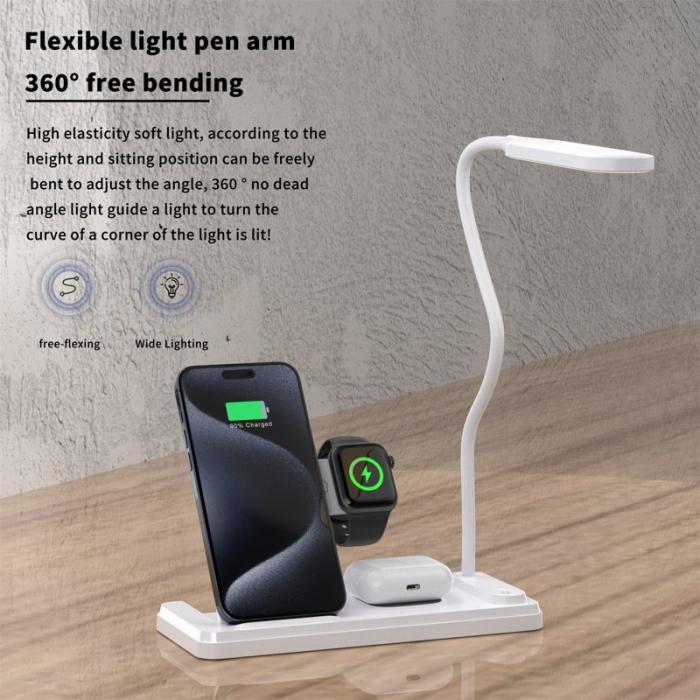 OEM - HT-503 Fällbar 15W Trådlös Laddare för Telefon / Klocka / Hörlurar - Vit