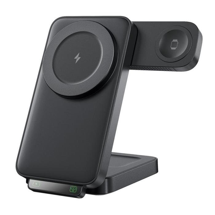 OEM - HT-545 Fällbar Magnetisk Trådlös Laddare med Nattlampa 15W - Svart