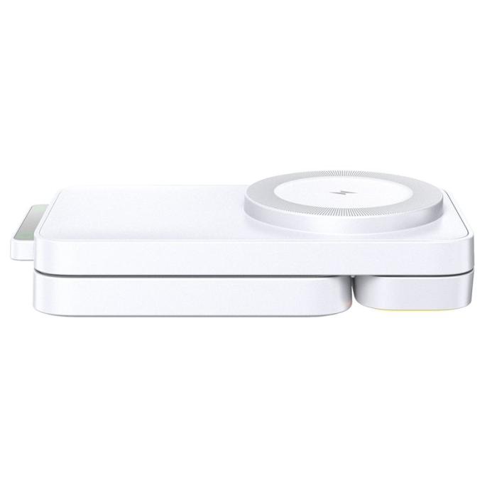 OEM - HT-545 Fällbar Magnetisk Trådlös Laddare med Nattlampa 3-i-1 15W - Vit