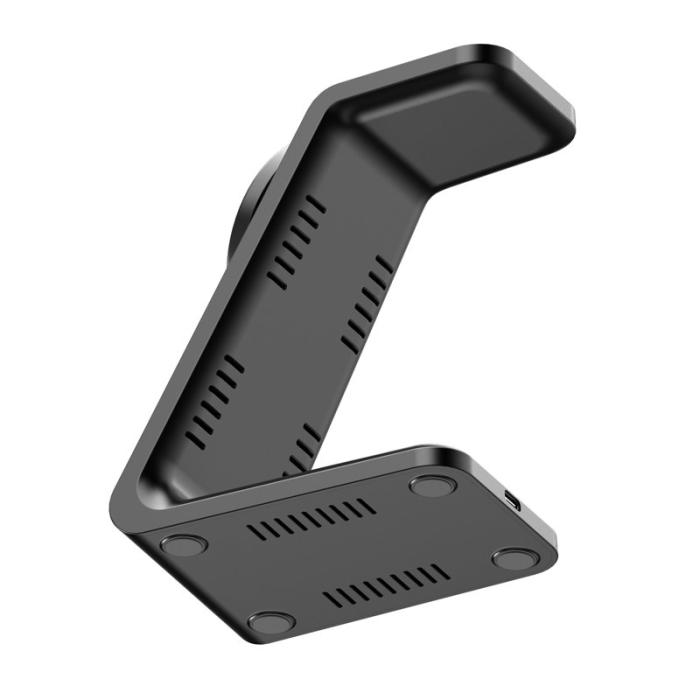 OEM - HT-546 15W Magnetisk Trådlös Laddare med Ställning och Nattlampa - Svart